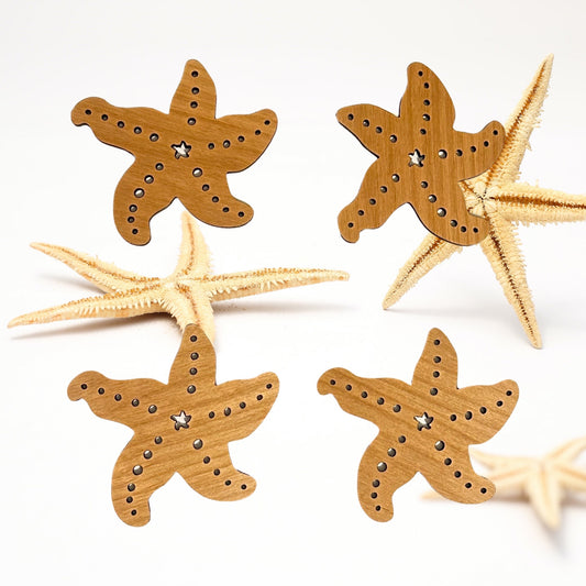 Starfish Laser Cut Lightweight Wood Coasters (Set of 4)