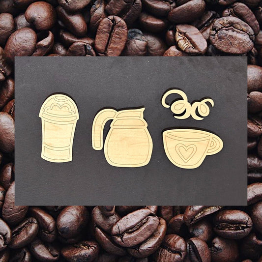Coffee Laser Cut Lightweight Wood Magnets (Set of 3)