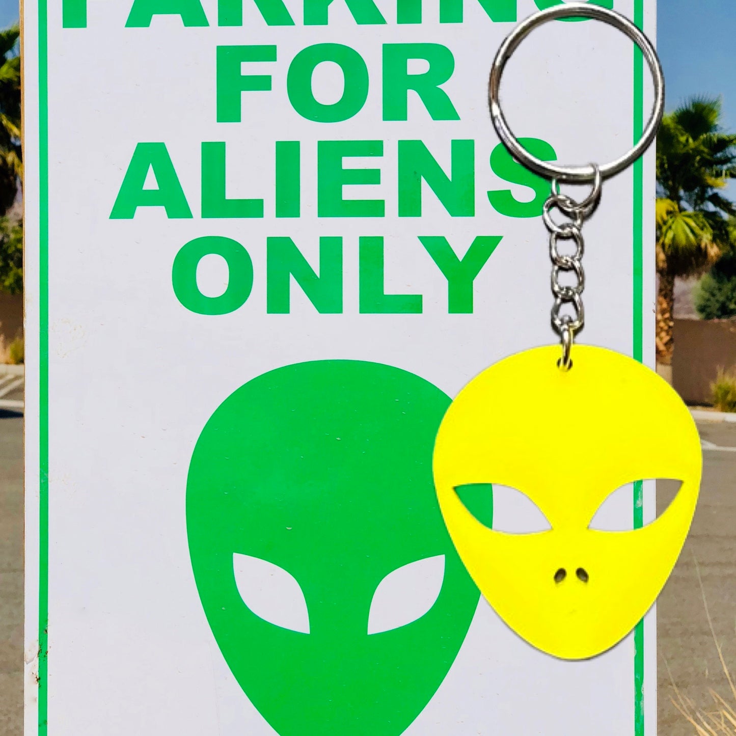 Alien Head Laser Cut Lightweight Acrylic Keychains- Multiple Colors
