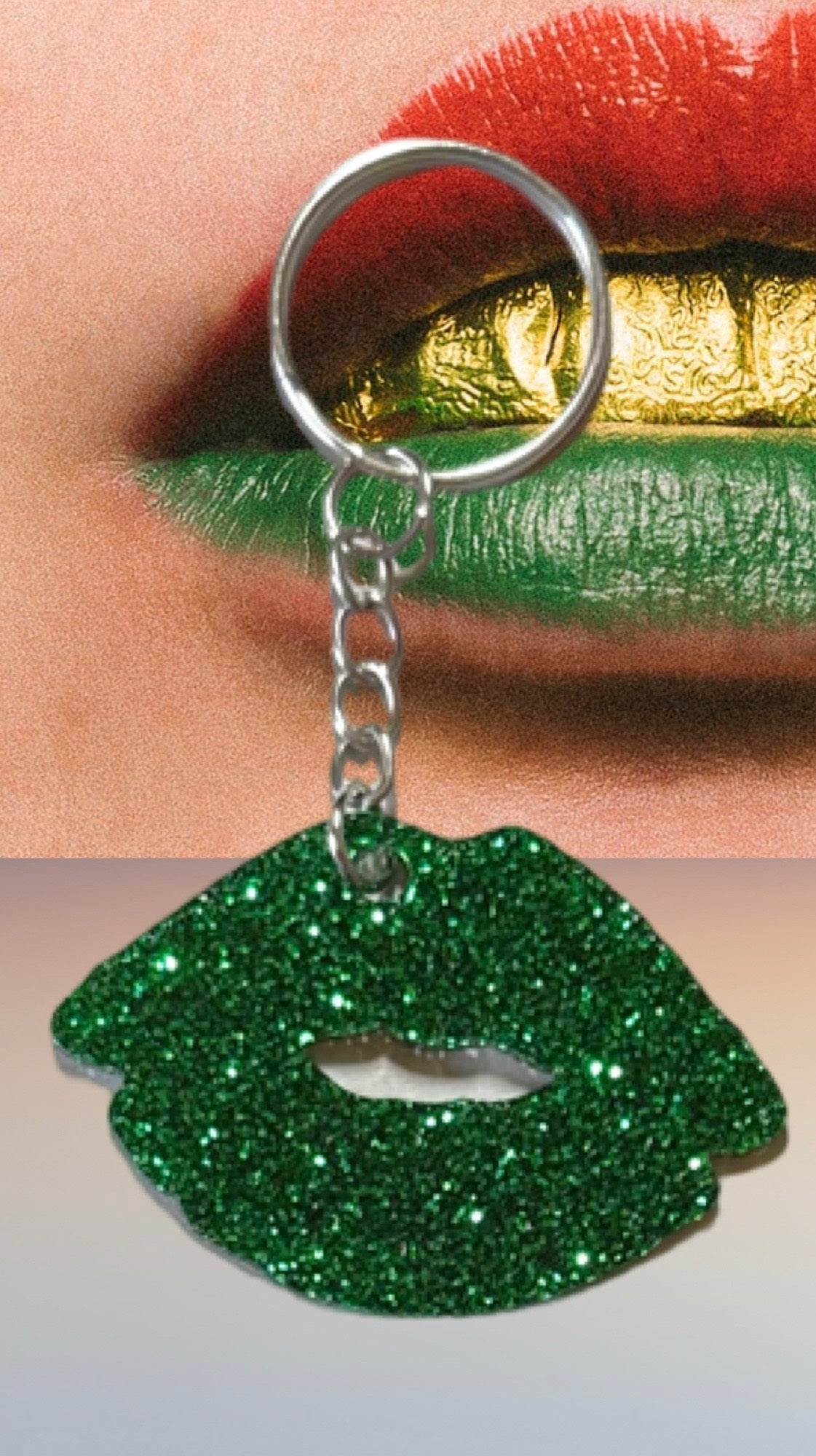 Glitter Lips Laser Cut Lightweight Acrylic Keychains- Multiple Colors