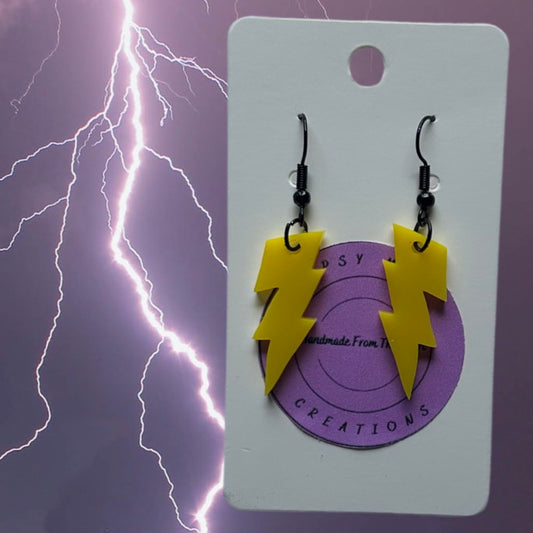 Lightning Bolt Laser Cut Lightweight Acrylic Earrings