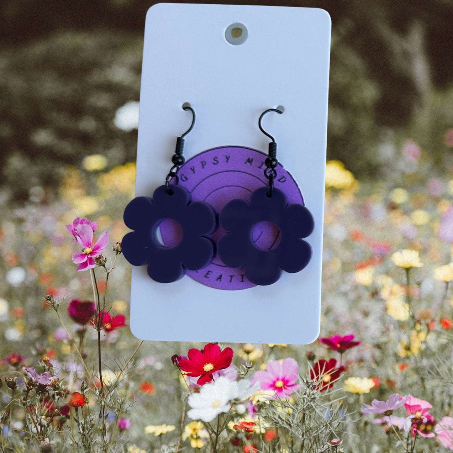 Retro Flowers Laser Cut Lightweight Acrylic Earrings- Multiple Colors