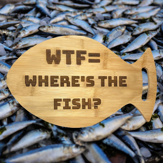 WTF Where's The Fish, Fish Shaped Bamboo Cutting Board