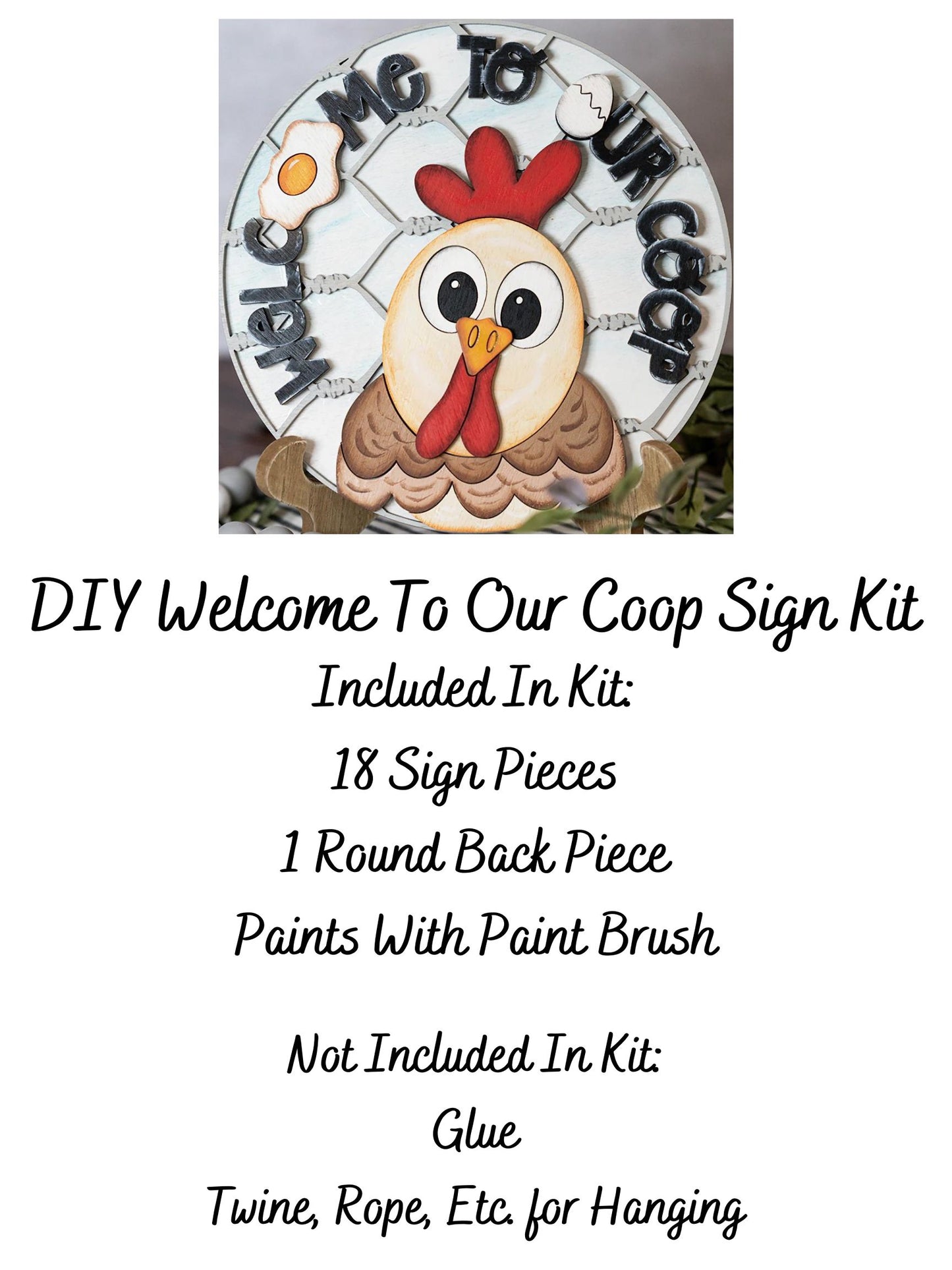 Welcome To Our Coop Chicken DIY Laser Cut Wood Sign Craft Paint Kit