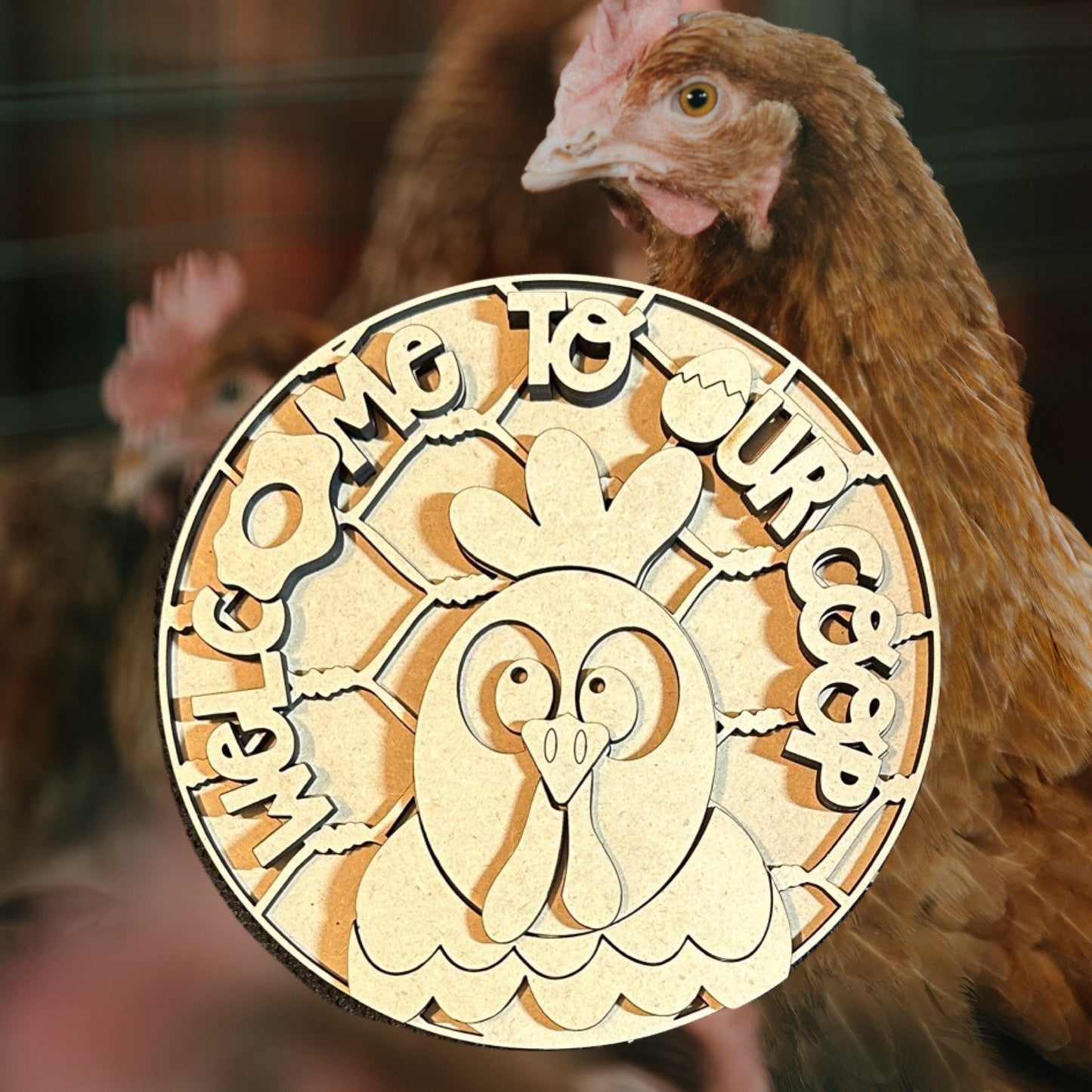 Welcome To Our Coop Chicken DIY Laser Cut Wood Sign Craft Paint Kit