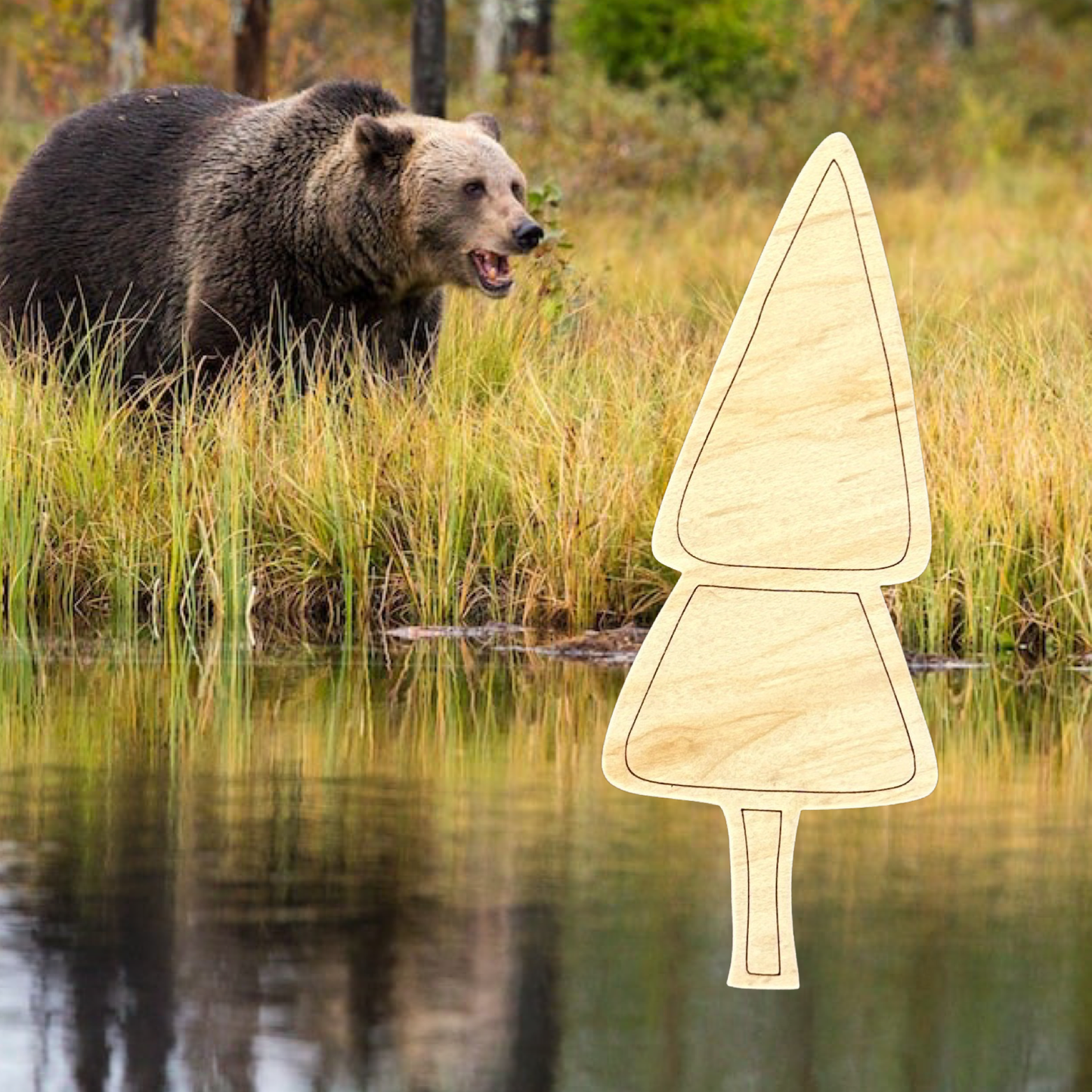 Whimsical Bear Laser Cut Lightweight Wood Magnets (Set of 3)