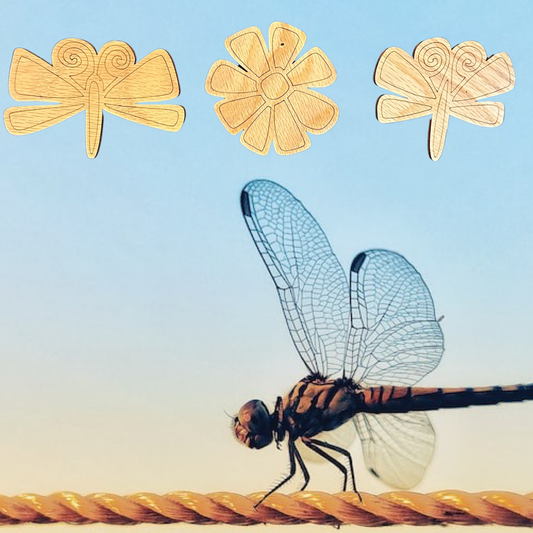 Whimsical Dragonfly Laser Cut Lightweight Wood Magnets (Set of 3))