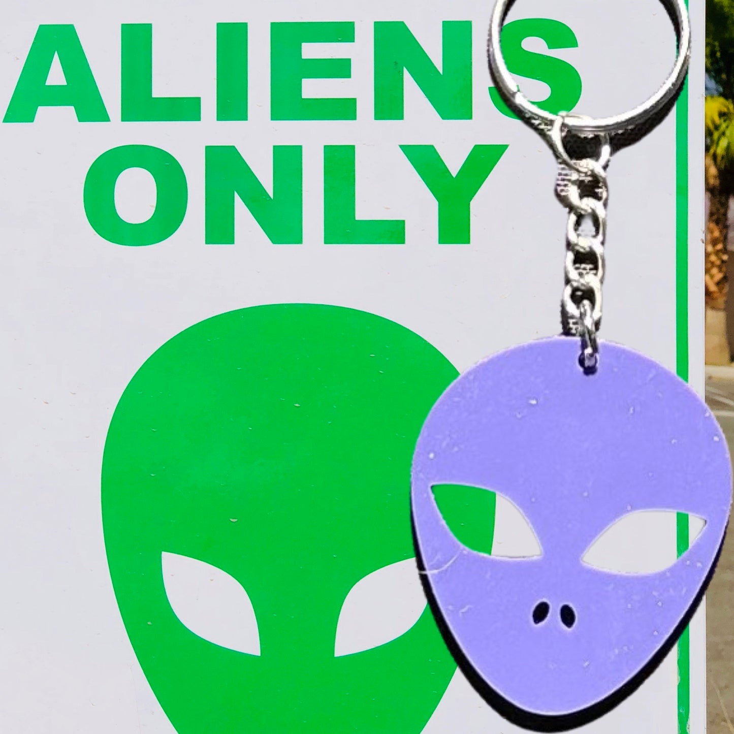 Alien Head Laser Cut Lightweight Acrylic Keychains- Multiple Colors