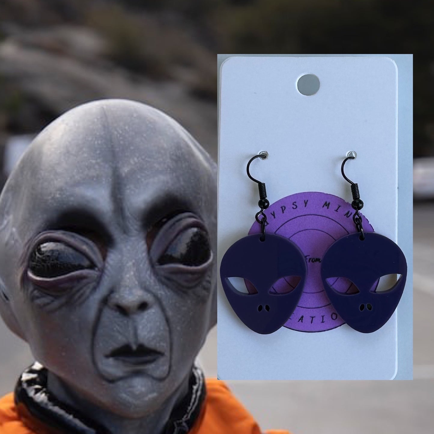 Alien Head Laser Cut Lightweight Acrylic Earrings- Multiple Colors