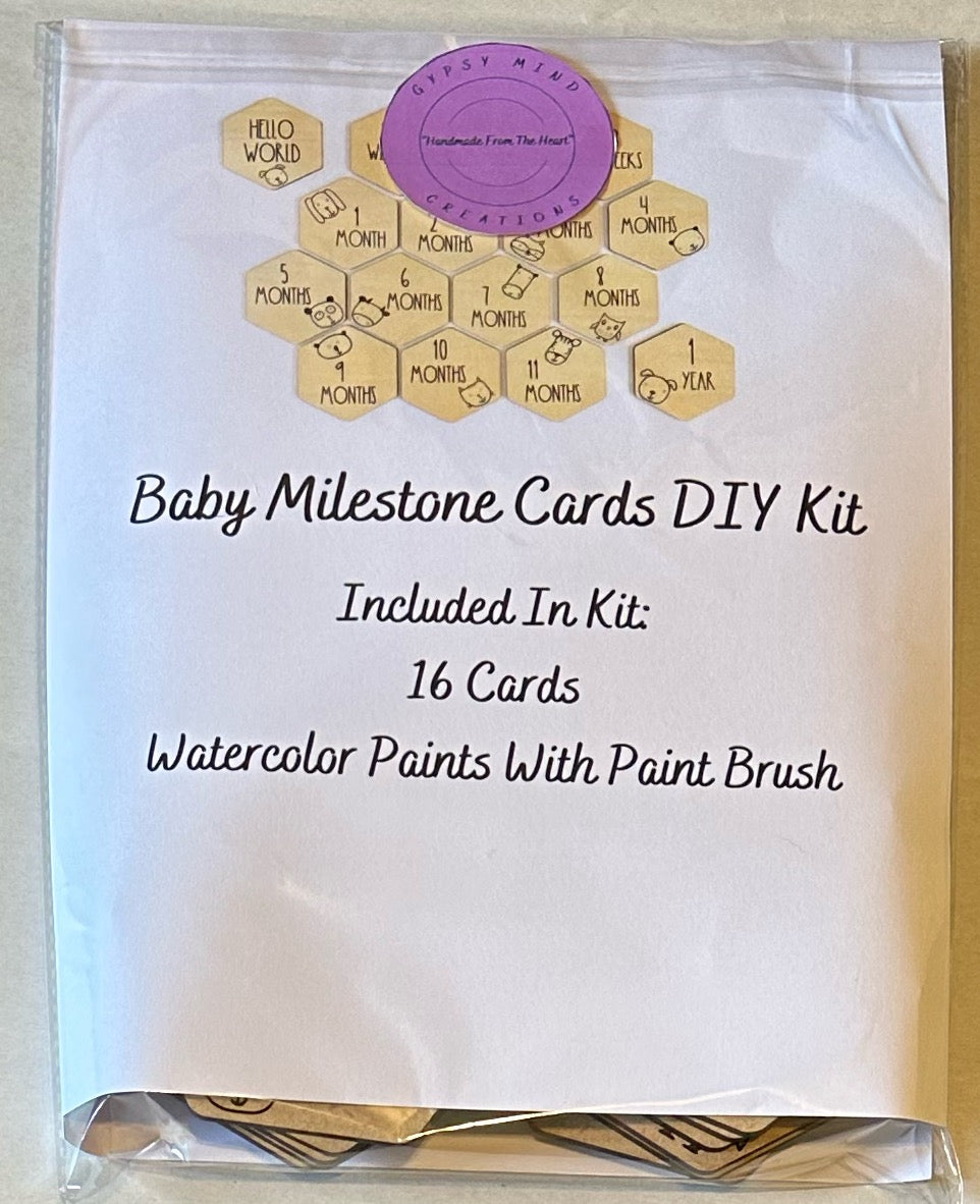 Baby Milestone Cards DIY Laser Cut Wood Craft Paint Kit