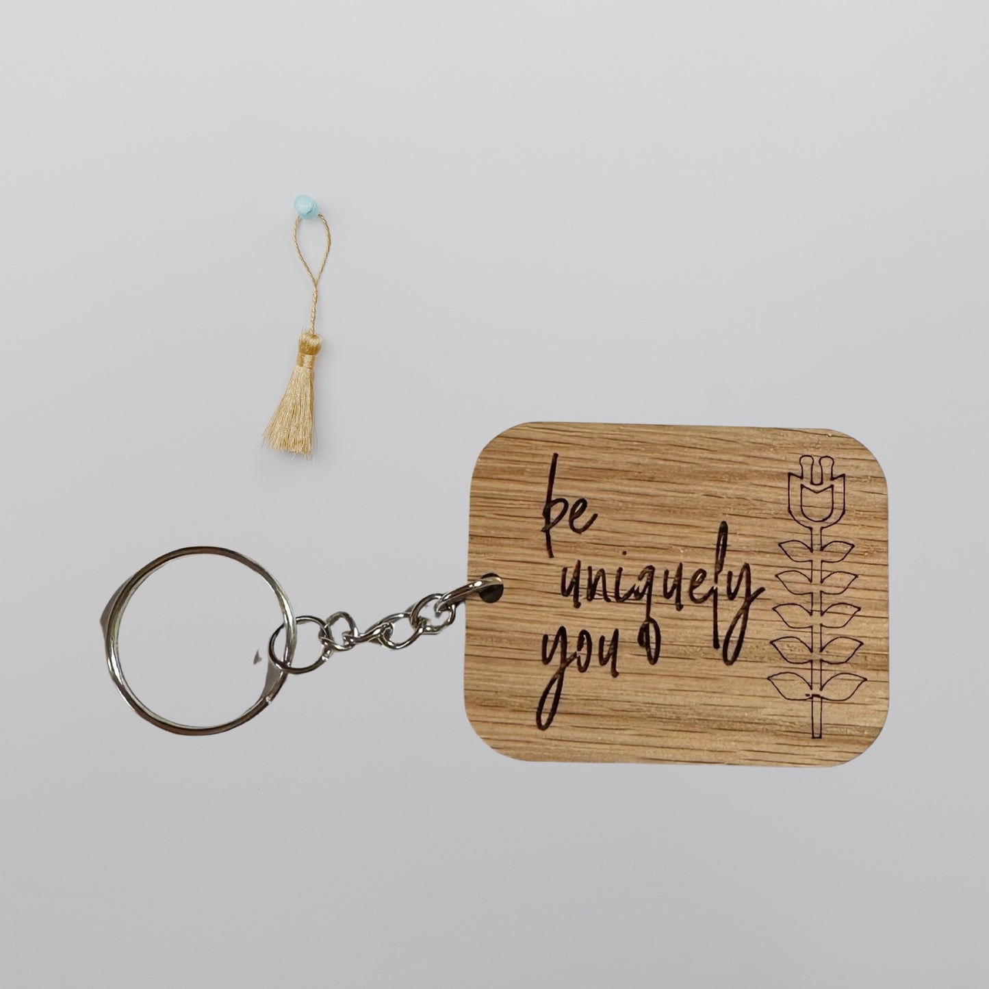 Be Uniquely You Laser Cut Lightweight Wood Keychain