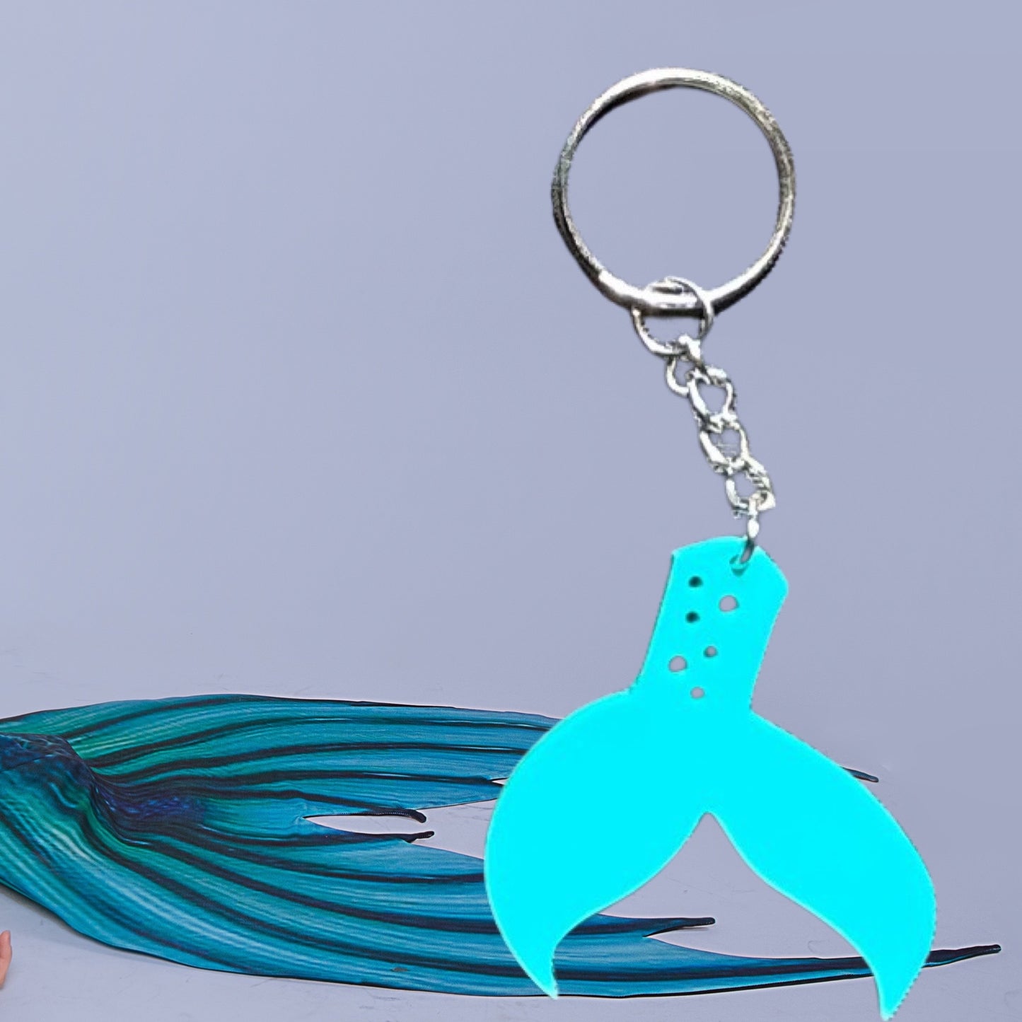 Bubble Fin Mermaid Tail Laser Cut Lightweight Acrylic Keychains- Multiple Colors