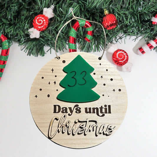 Christmas Countdown Laser Cut Lightweight Wood & Acrylic Sign