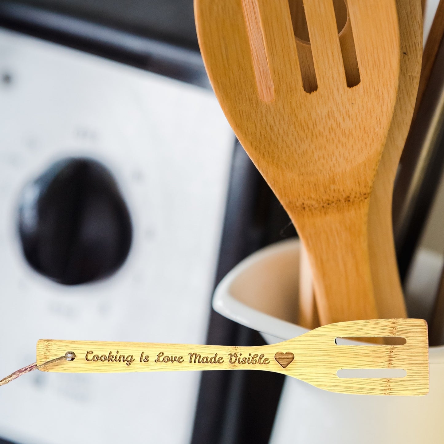 Cooking Is Love Laser Engraved Bamboo Spatula