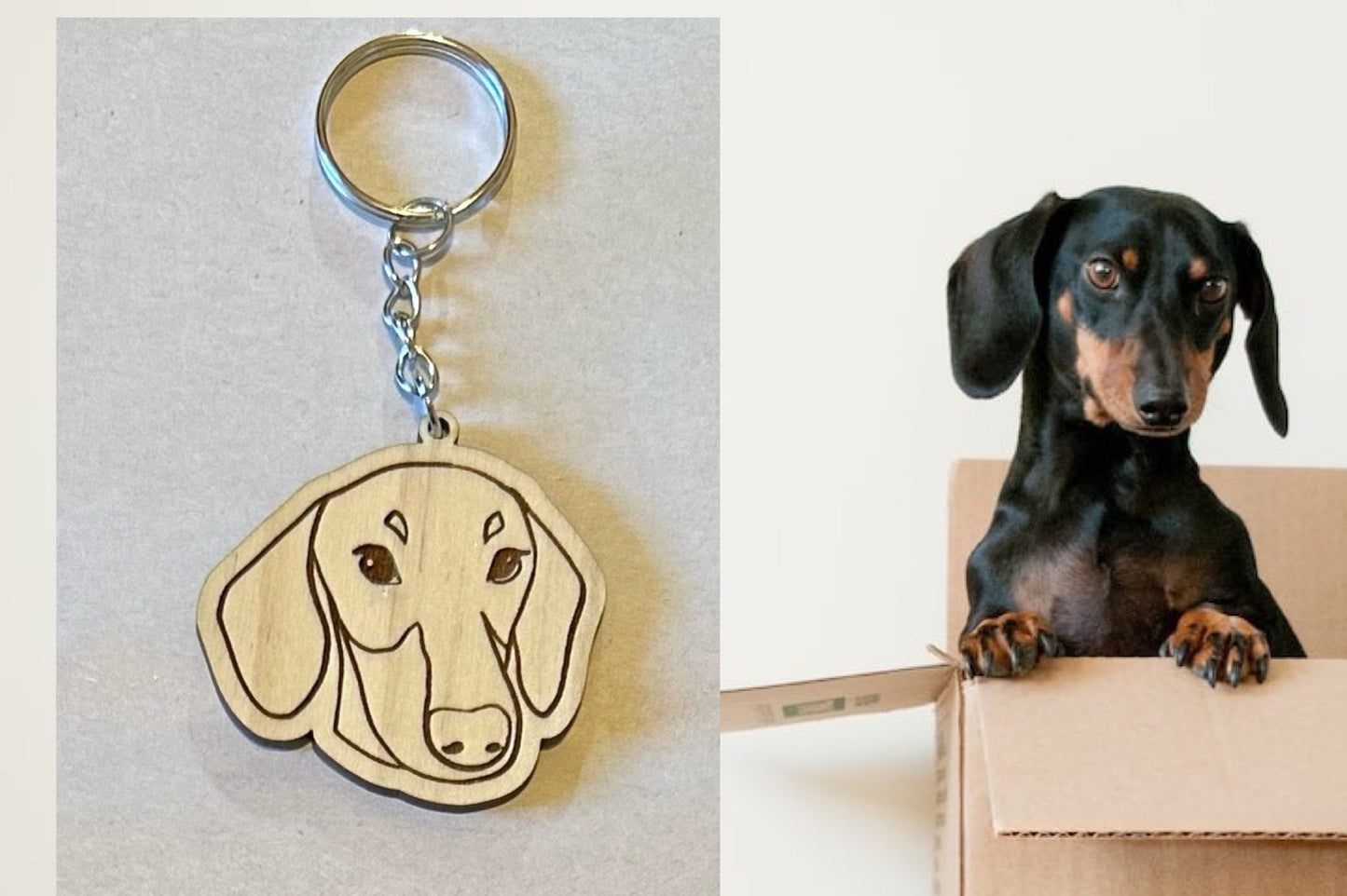 Dog Breed Laser Cut Lightweight Wood Keychains- Multiple Breeds- Poplar Hardwood