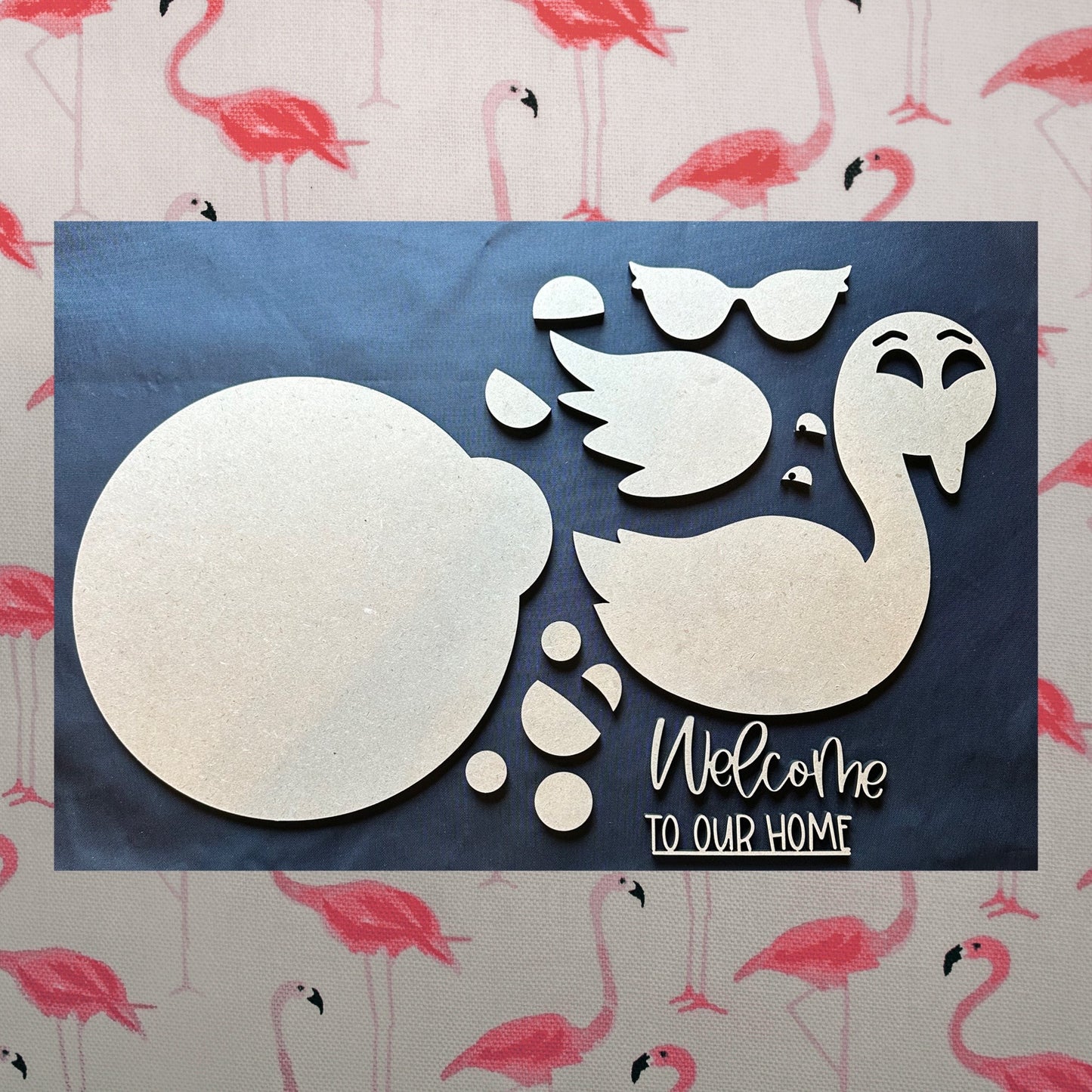 Flamingo Welcome DIY Laser Cut Wood Sign Craft Paint Kit