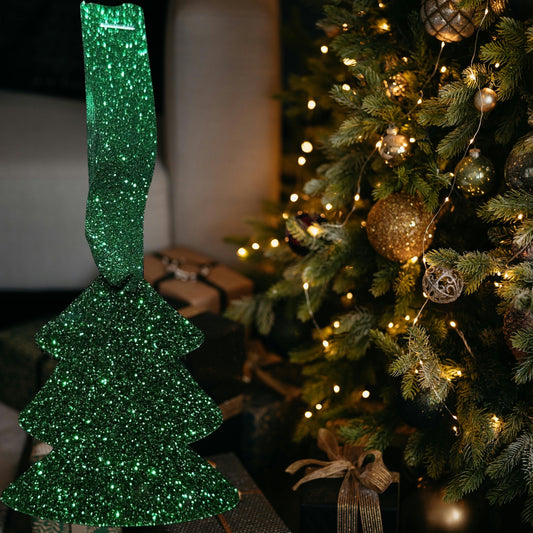 Green Glitter Christmas Tree Laser Cut Lightweight Acrylic Ornament