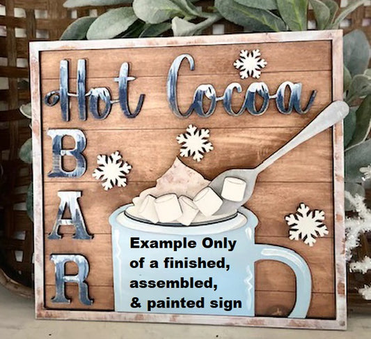 Hot Cocoa Bar DIY Laser Cut Wood Sign Craft Paint Kit