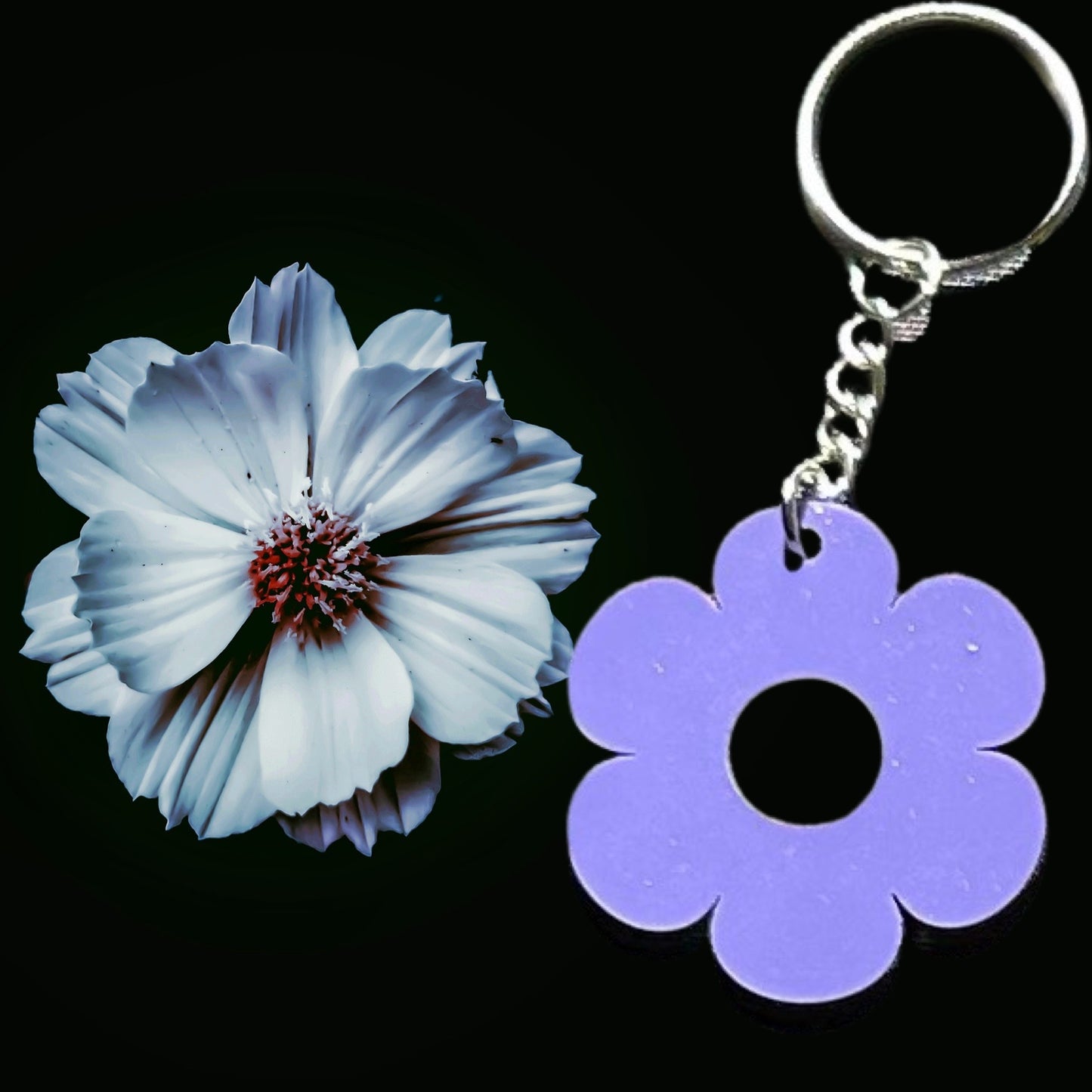 Retro Flowers Laser Cut Lightweight Acrylic Keychains- Multiple Colors