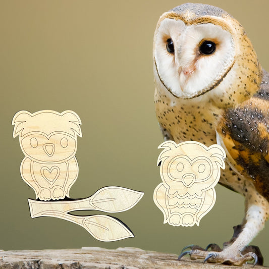 Whimsical Owl Laser Cut Lightweight Wood Magnets Set of 3