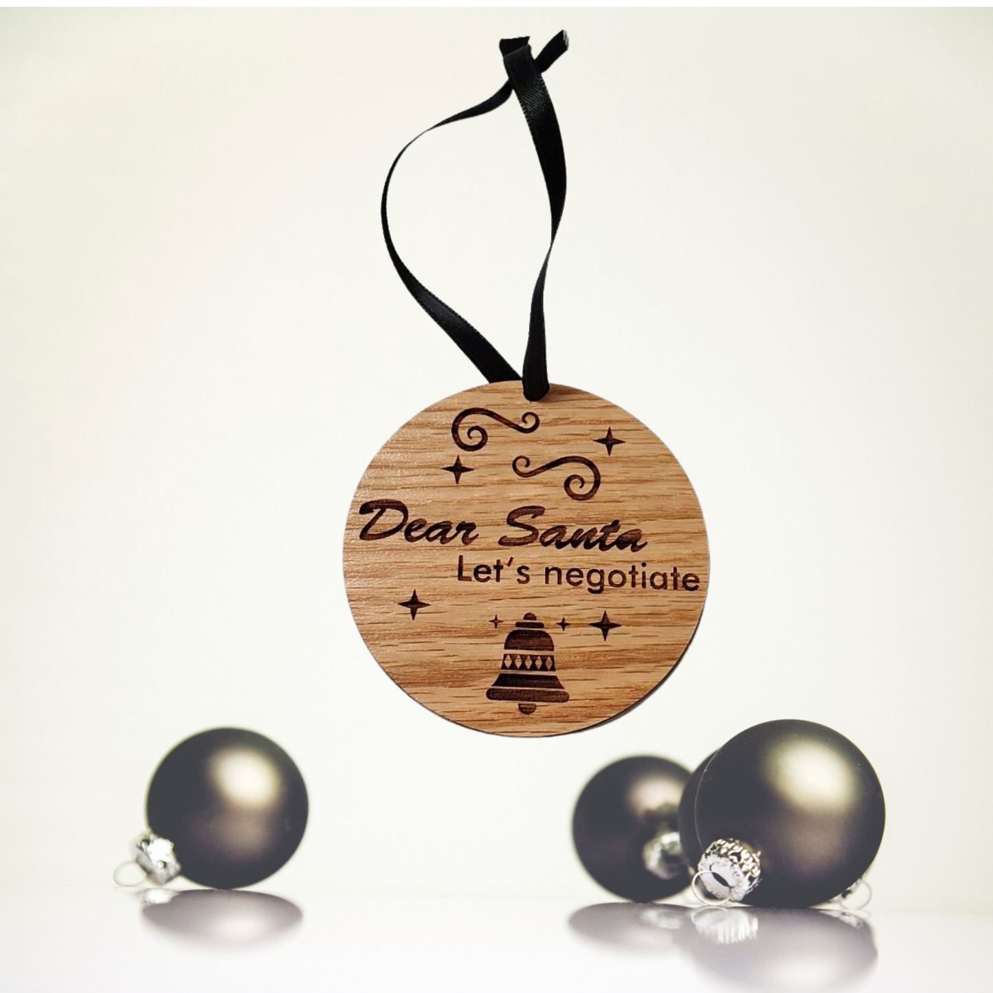 Holiday Sayings Laser Cut Lightweight Red Oak Hardwood Wood Ornaments- Multiple Sayings