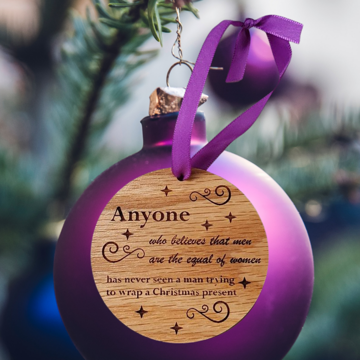 Holiday Sayings Laser Cut Lightweight Red Oak Hardwood Wood Ornaments- Multiple Sayings