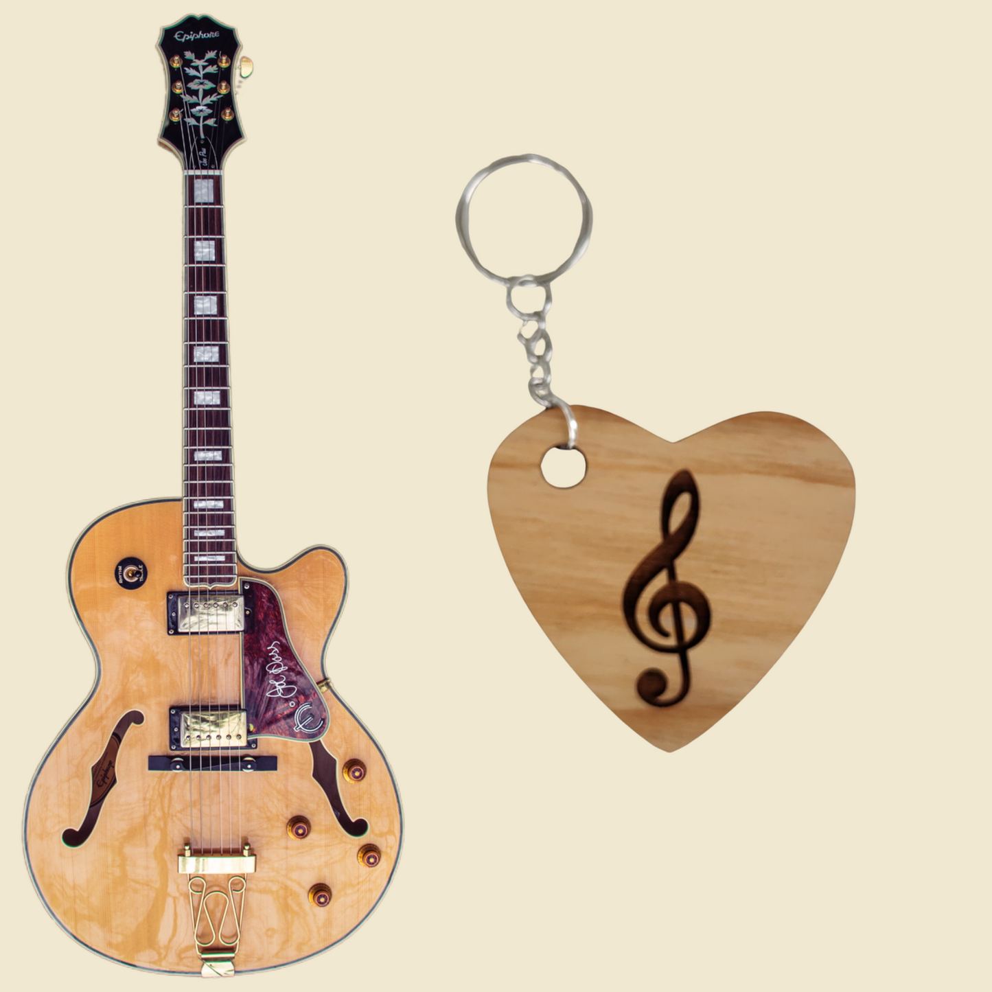 Musical Heart Laser Cut Lightweight Wood Keychain