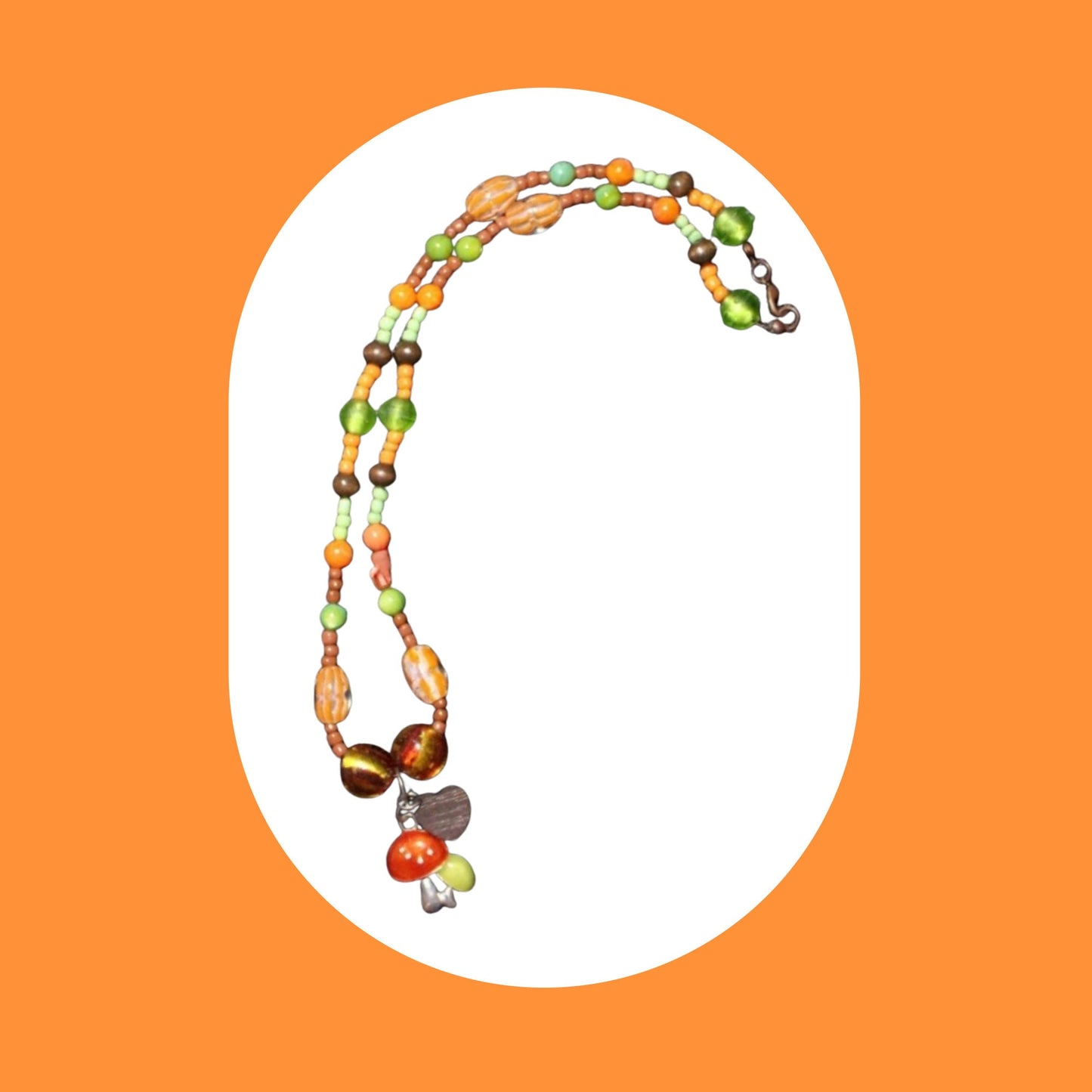 Toadstool Pendant Bead Necklace & Earring Set