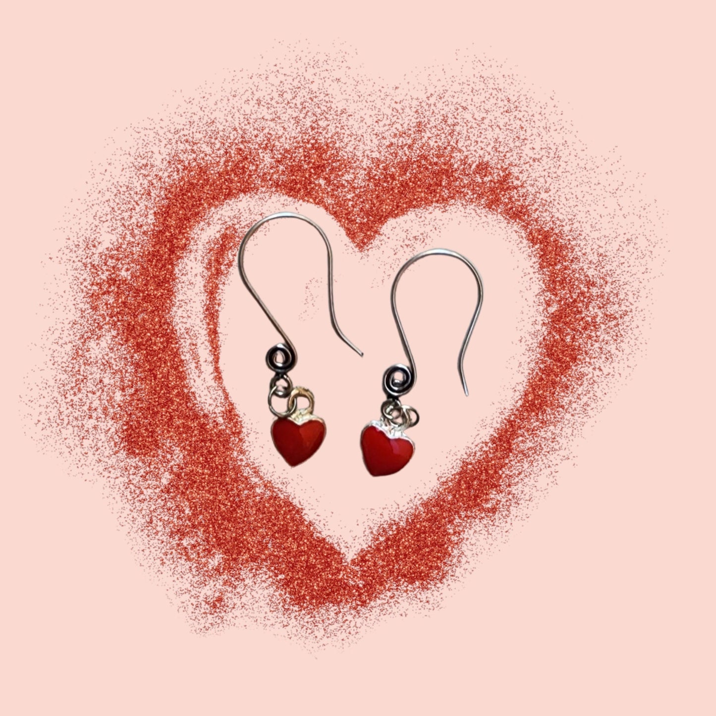Red Heart Swirl Ear Wire Earrings