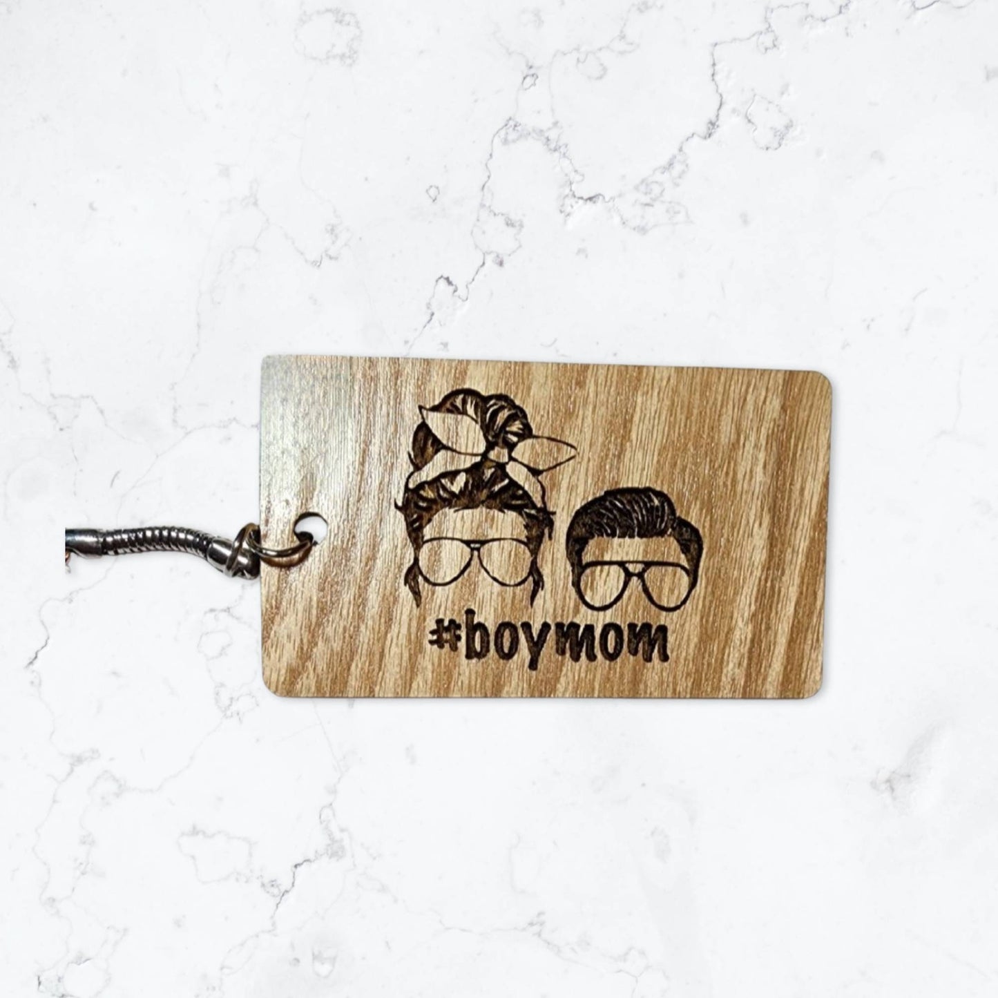 Boy Mom Laser Cut Lightweight Wood Keychain