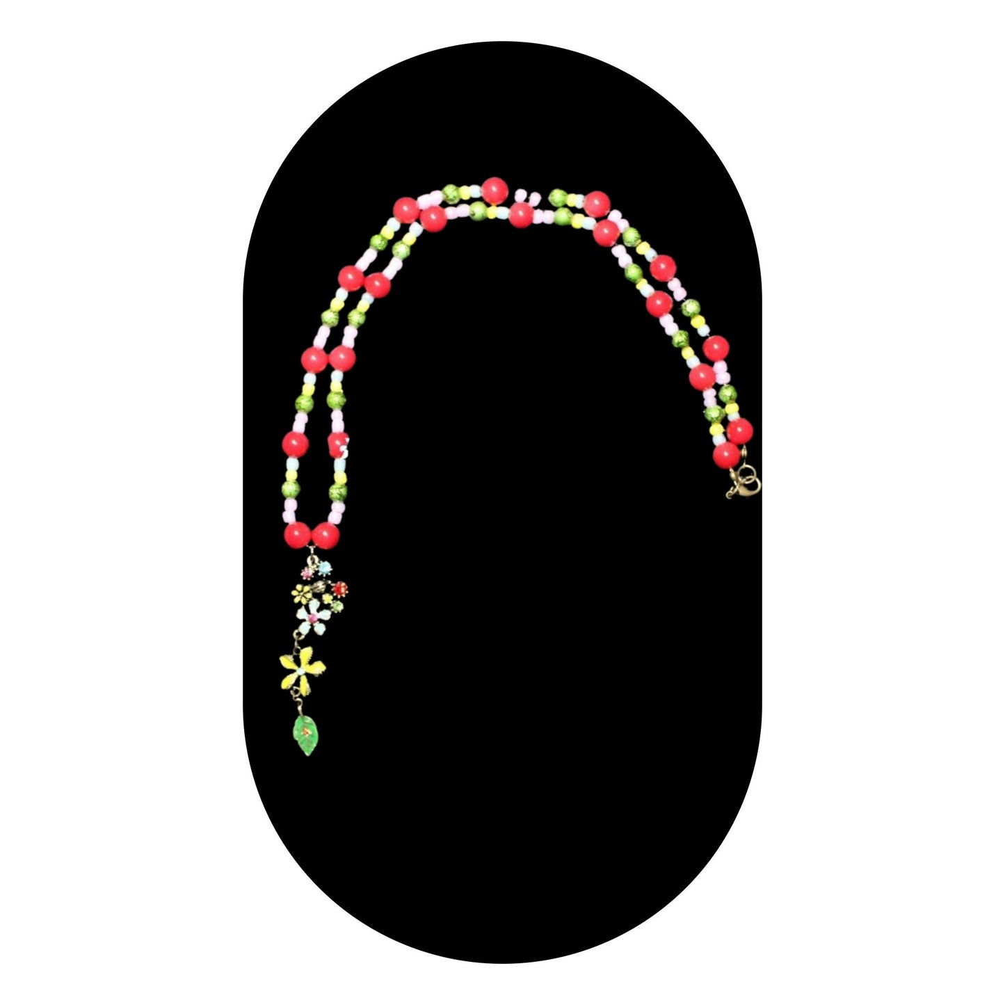 Flower Dangle Pendant Bead Necklace